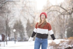 lady enjoying cold weather